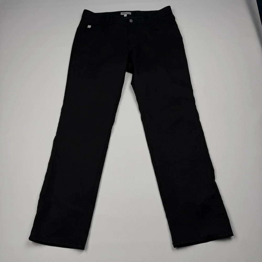 Peter Millar Pants Mens 32x30 Black Polyester Microfiber Chino 5 Pocket Casual